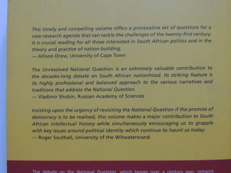 The Unresolved National Question,Left Thought Under Apartheid -eds. Edward Webster & Karin Pampallis