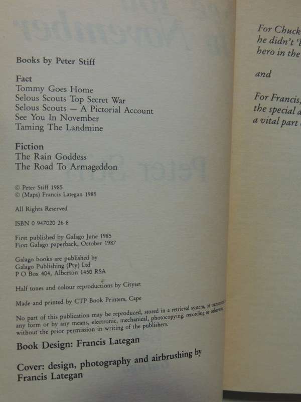 See You in November, Rhodesia`s No-Holds-Barred Intelligence War - Peter Stiff