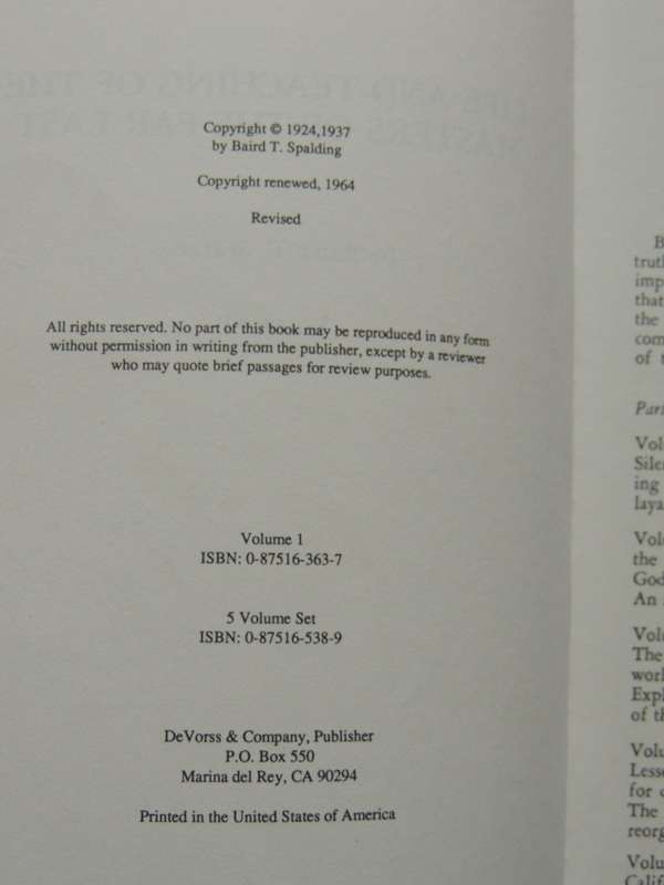 Life and Teachings of the Masters of the Masters of the Far East - 5 Volume Set - Baird T Spalding