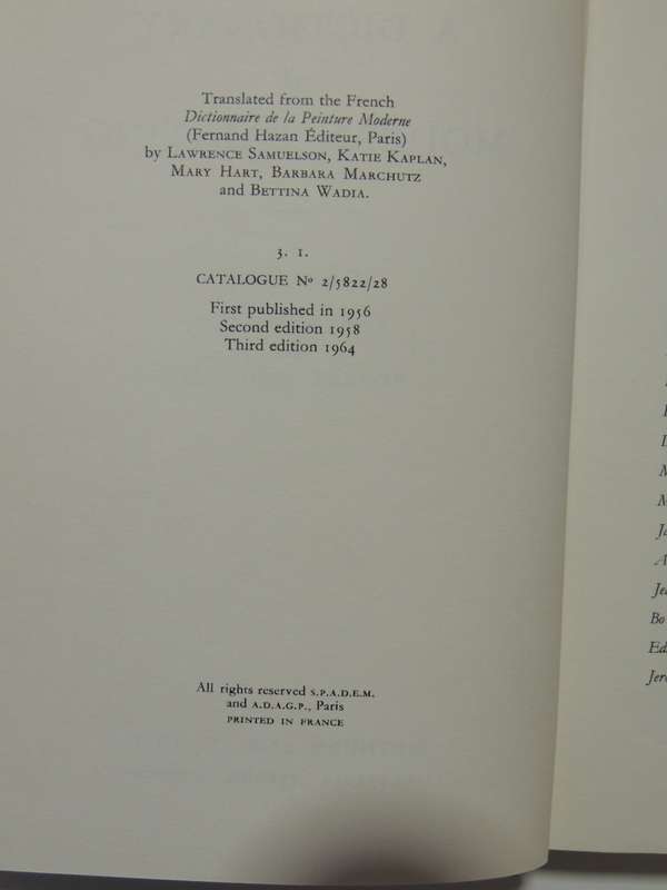 A Dictionary Of Modern Painting - ed Carlton Lake & Robert Millard