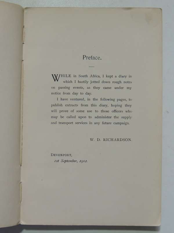 With the Army Service Corps in South Africa- Sir Wodehouse Richardson VERY SCARCE In One Edition!!