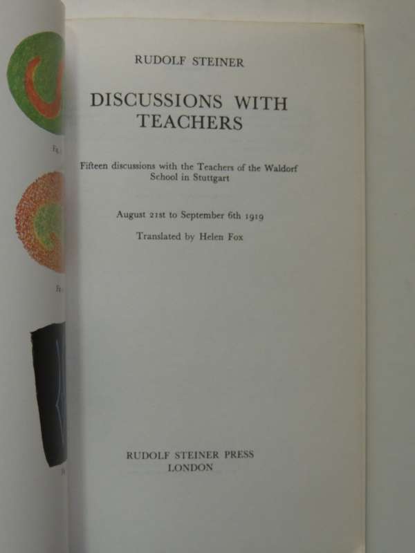Discussions with Teachers, 1919 - Rudolf Steiner