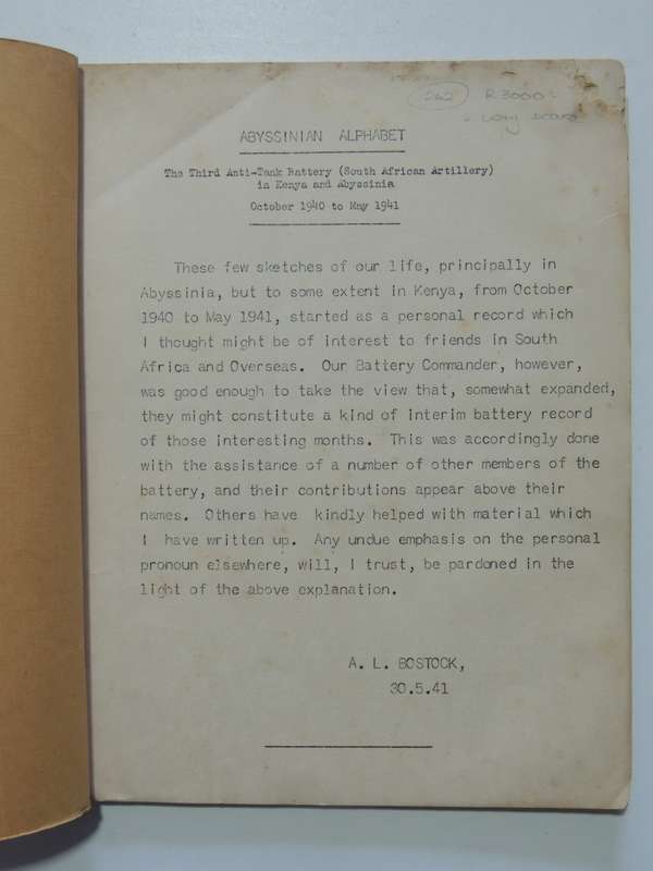 Abyssinian Alphabet - Gunner CB Johnston