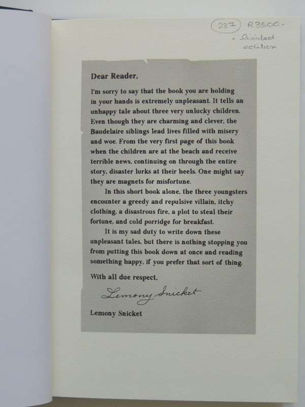 A Series of Unfortunate Events:Book the First:The Bad Beginning - Lemony Snicket Box Set Ltd Ed 2003