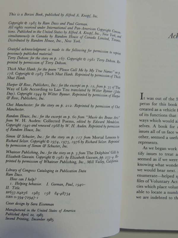 How Can I Help? - Stories and Reflections on Service - Ram Dass, Paul Gorman   INSCRIBED by Ram Dass