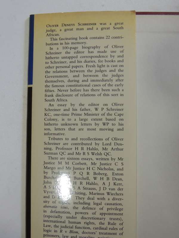 Fiat Iustitia - Essays In Memory Of Oliver Deneys Schreiner - ed Ellison Kahn