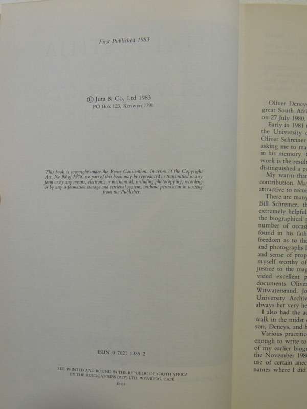 Fiat Iustitia - Essays In Memory Of Oliver Deneys Schreiner - ed Ellison Kahn