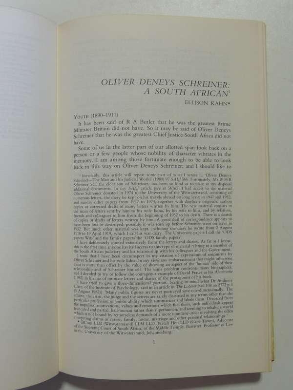 Fiat Iustitia - Essays In Memory Of Oliver Deneys Schreiner - ed Ellison Kahn