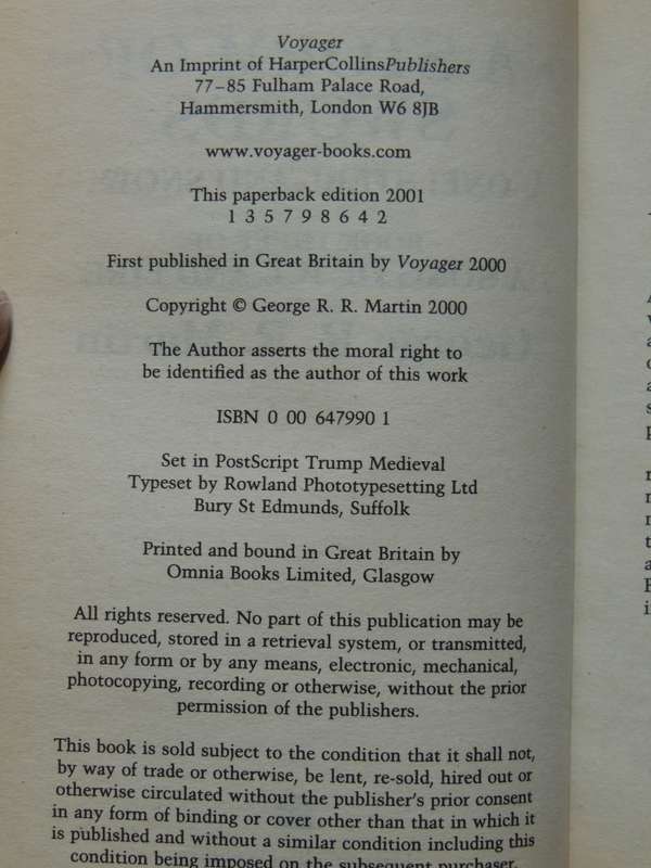 A Storm of Swords, Books 1 & 2, Steel and Snow, Blood & Gold George RR Martin   Part 1: 1st Paperbac
