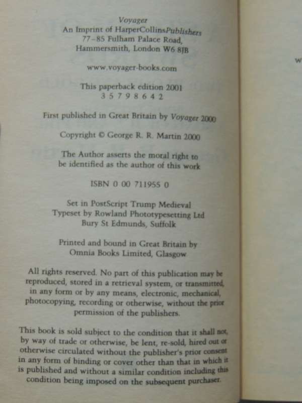 A Storm of Swords, Books 1 & 2, Steel and Snow, Blood & Gold George RR Martin   Part 1: 1st Paperbac