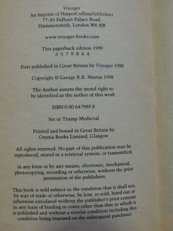 A Clash of Kings, Book 2 of Song of Ice and Fire - George RR Martin  1st Paperback Ed., 3rd Printing