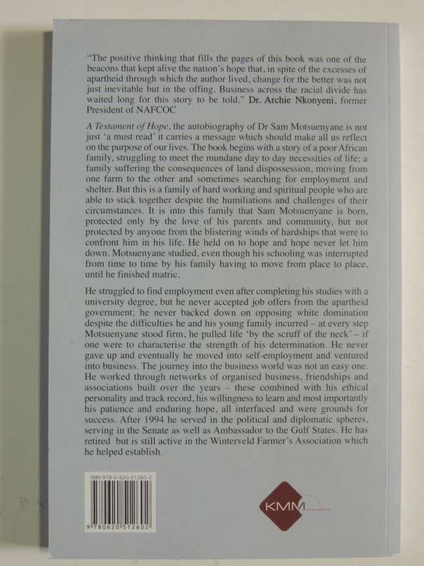 A Testament Of Hope - The Autobiography Of Dr Sam Motsuenyane -  Dr Sam Motsuenyane