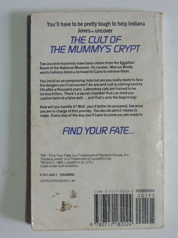 Indiana Jones And The Cult Of The Mummy`s Crypt - Find Your Fate Adventure 7 - R.L. Stine
