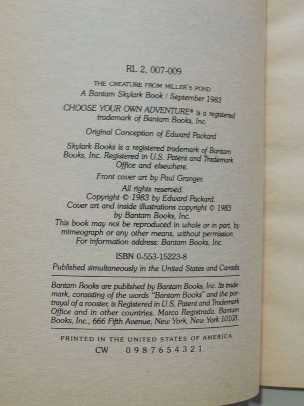 The Creature From Miller`s Pond - Choose Your Own Adventure 12 - Susan Saunders