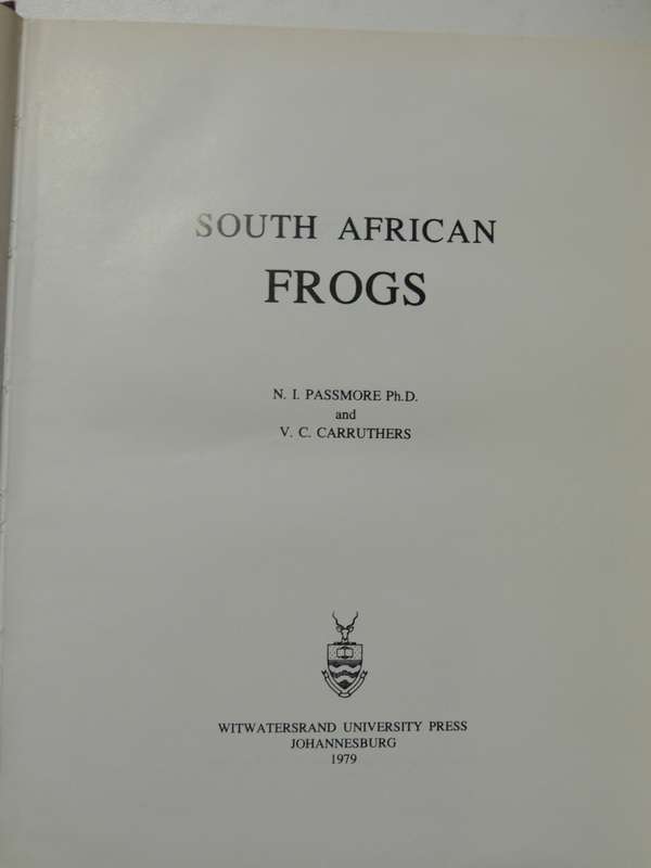 South African Frogs (No 45rpm Record)  N.I. Passmore & V.C. Carruthers