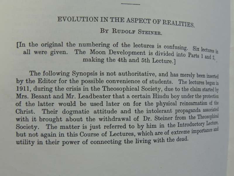 Evolution In The Aspect Of Realities - Rudolf Steiner