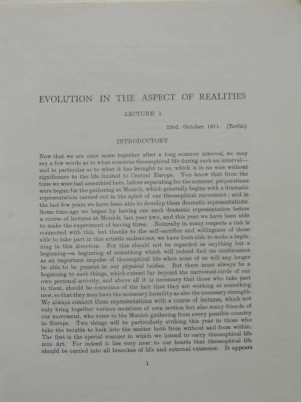 Evolution In The Aspect Of Realities - Rudolf Steiner