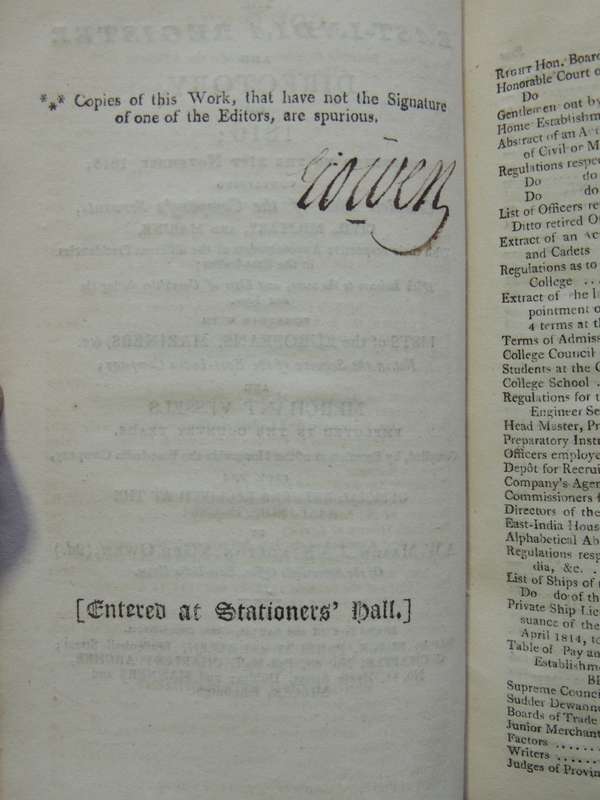 The East-India Register and Directory  for 1816 - A.W. Mason, J.S. Kingston & Geo. Owen