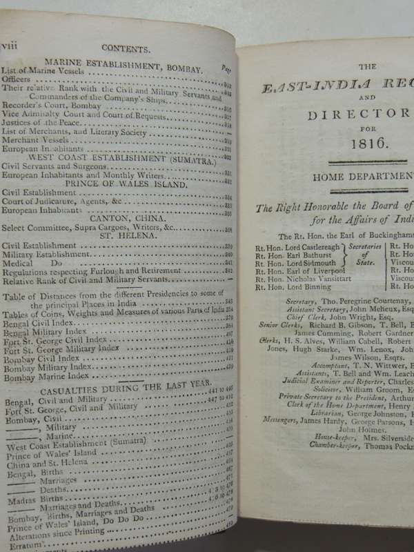 The East-India Register and Directory  for 1816 - A.W. Mason, J.S. Kingston & Geo. Owen