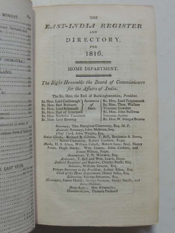 The East-India Register and Directory  for 1816 - A.W. Mason, J.S. Kingston & Geo. Owen