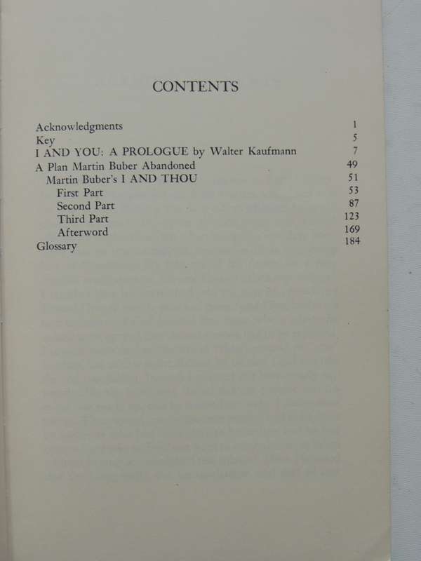 I And Thou (A New Translation, With A Prologue And Notes by Walter Kaufmann) - Martin Buber
