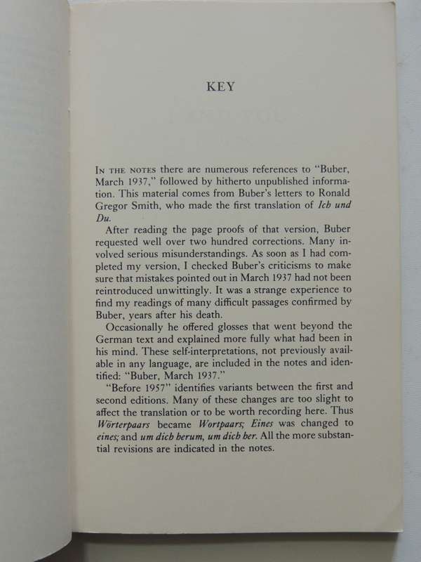 I And Thou (A New Translation, With A Prologue And Notes by Walter Kaufmann) - Martin Buber