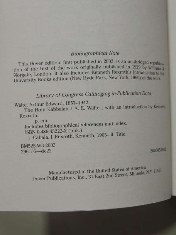 The Holy Kabbalah - A.E. Waite   (Dover Occult)