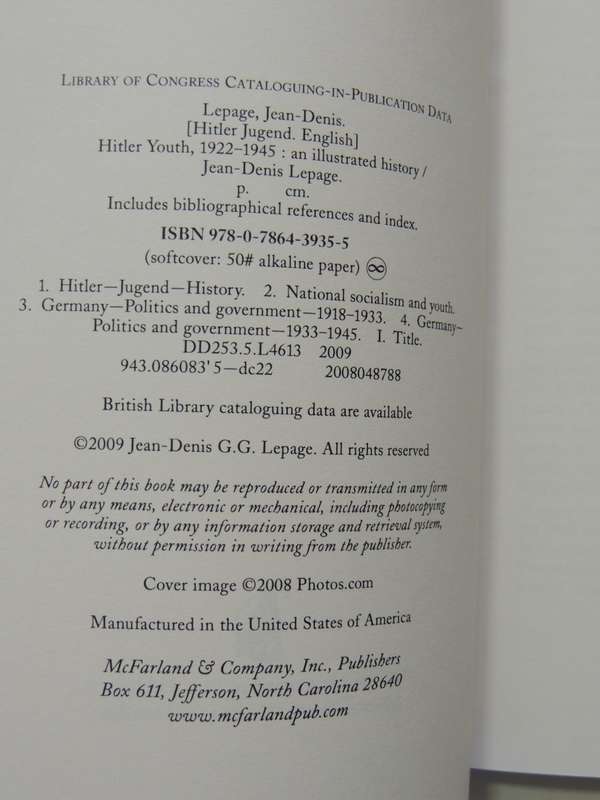 Hitler Youth 1922-1945 - An Illustrated History - Jean-Denis G.G. Lepage