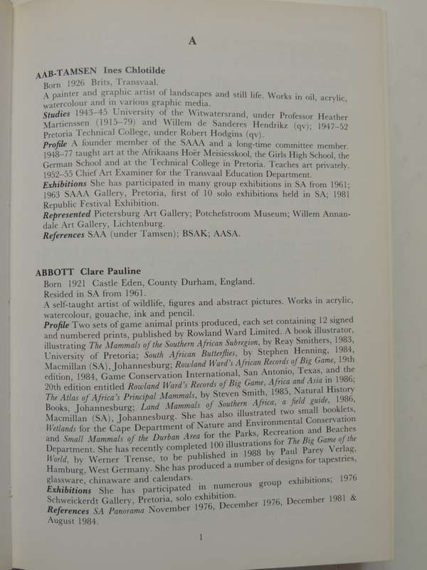 The Dictionary of South African Painters and Sculptors - Grania Ogilvie    Signed