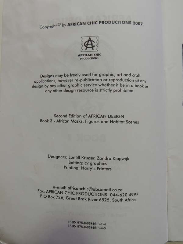 African Design - Book 3  African Masks, Figures And Habitat Scenes - Lunell Kruger & Zadra Klapwijk