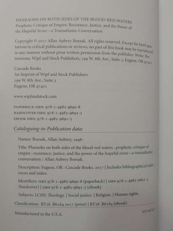 Pharaohs On Both Sides Of The Blood-Red Waters - (Inscribed) - Allan Aubrey Boesak