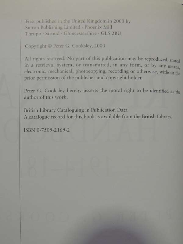 The RFC/RNAS Handbook 1914-18  Peter G. Cooksley