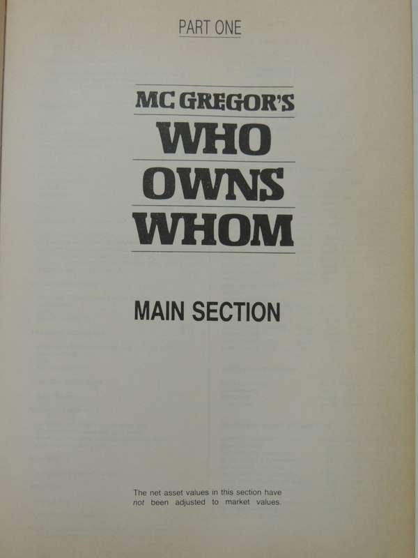 McGregors Who Owns Whom - 9th Edition 1989 -  Robin McGregor