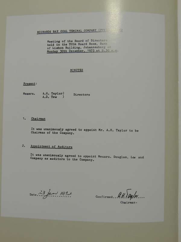 Richards Bay Coal Terminal - A History From 1976-2001- Brian Johnson Barker