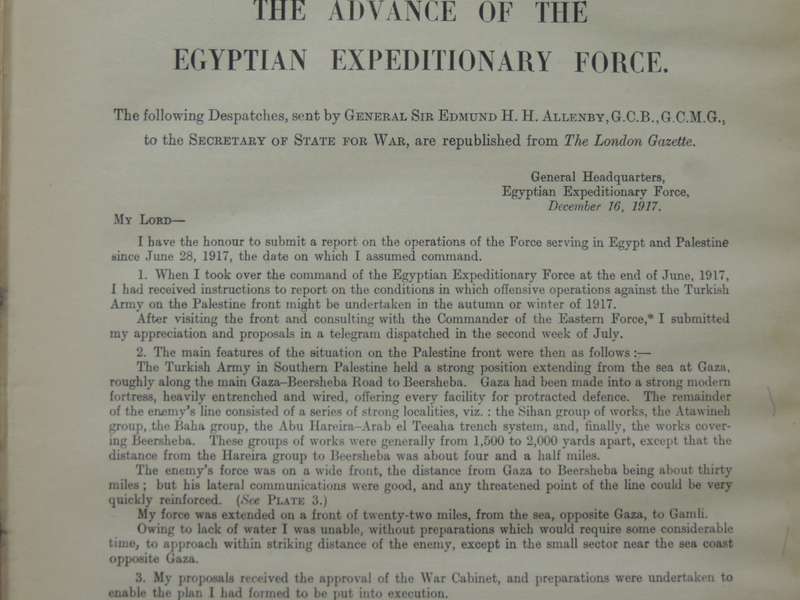 A Brief Record of the Advance of the Egyptian Expeditionary Force July 1917 to October 1918