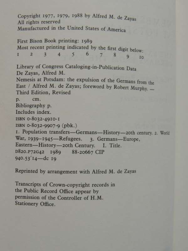 Nemesis At Potsdam - The Explusion Of The Germans From The East - Alfred M. de Zayas