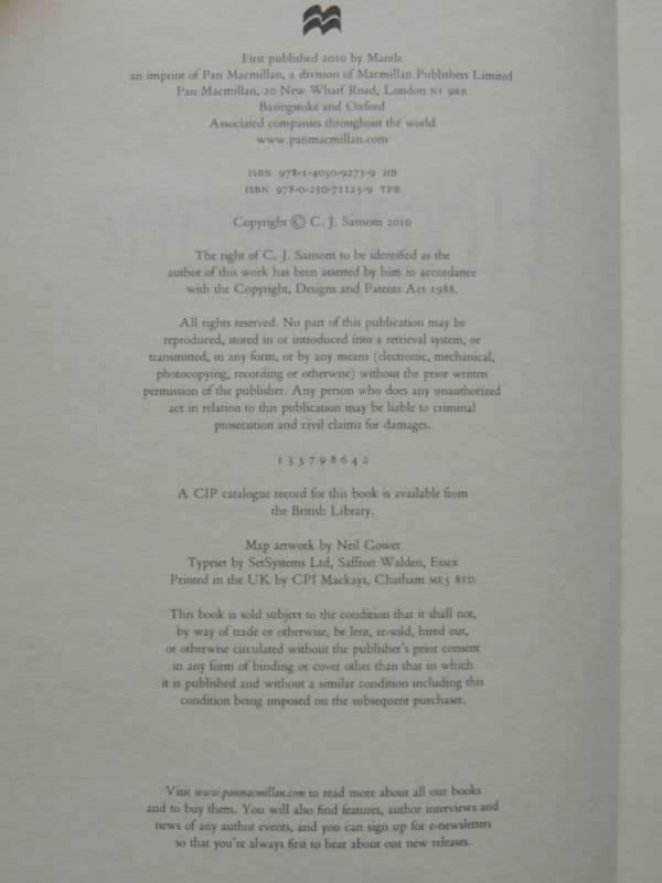 Heartstone - 1st Edition - C.J. Sansom   FIRST EDITION