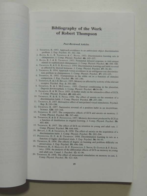 Brain Mechanics - Papers In The Memory Of Robert Thompsoned. Francis M. Crinella & Jen Yu