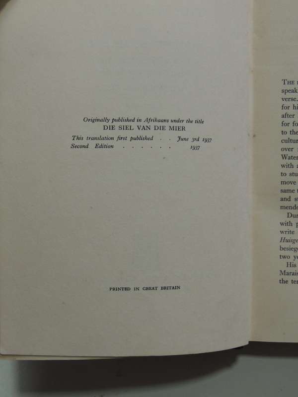 The Soul Of The White Ant - 2nd Edition 1937 - Eugene Marais  INSCRIBED BY MRS JAN JUTA