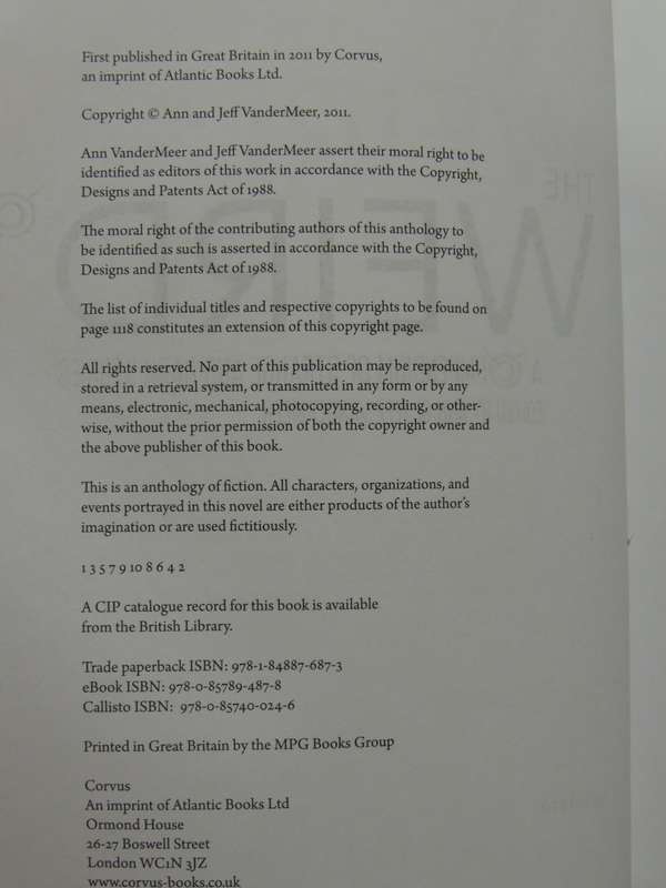 The Weird - A Compendium Of Strange And Dark Stories - ed Ann & Jeff Vandermeer