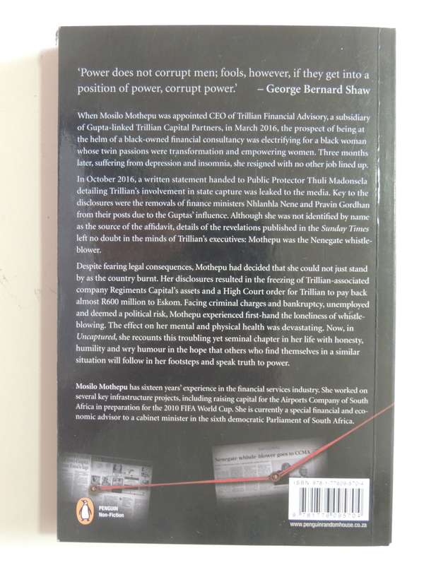 Uncaptured - The True Account Of The Nenegate/Trillian Whistleblower - Mosilo Mothepu (Inscribed)