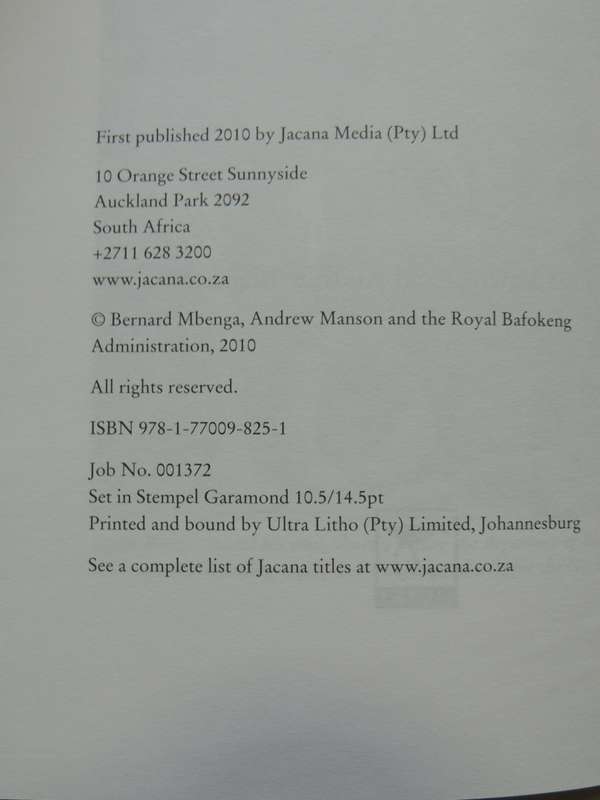 People Of The Dew, History Of The Bafokeng Of Phokeng-Rustenburg Region...- Bernard Mbenga, A Manson