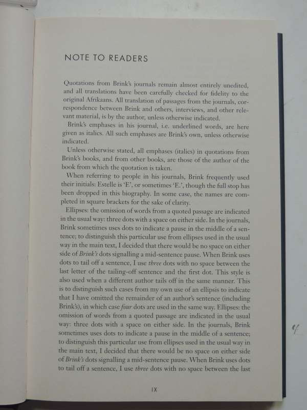 The Love Song Of Andre Brink  - A Biography  - Leon De Kock