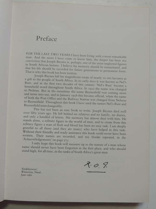Joseph Baynes - Pioneer  - R.O. Pearse      (Signed)