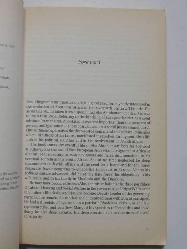 The Moon Can Wait - A Biography Of The Hon A.E. Abrahamson - Paul Clingman