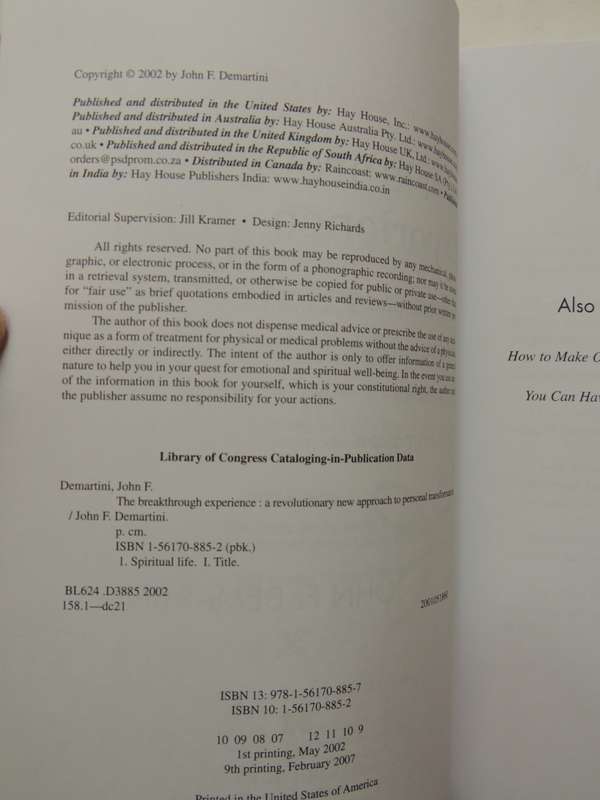 The Breakthrough Experience, Revolutionary New Approach...Personal Transformation -John Demartini Si