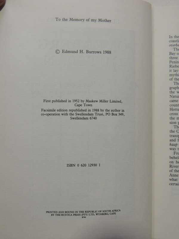 Overberg Outspan,Chronicle Of People Places In The Sth Western Districts Of The -Cape-Edmund Burrows