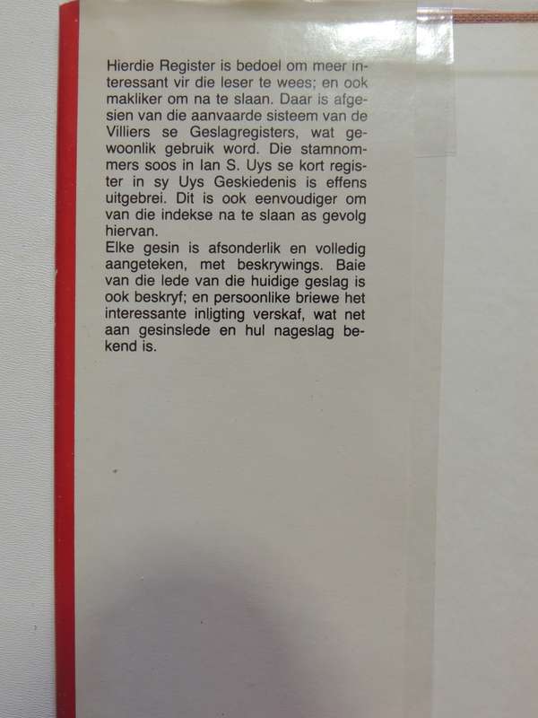 Uys Familie Register- J.R. Uys