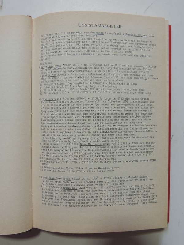 Uys Familie Register- J.R. Uys