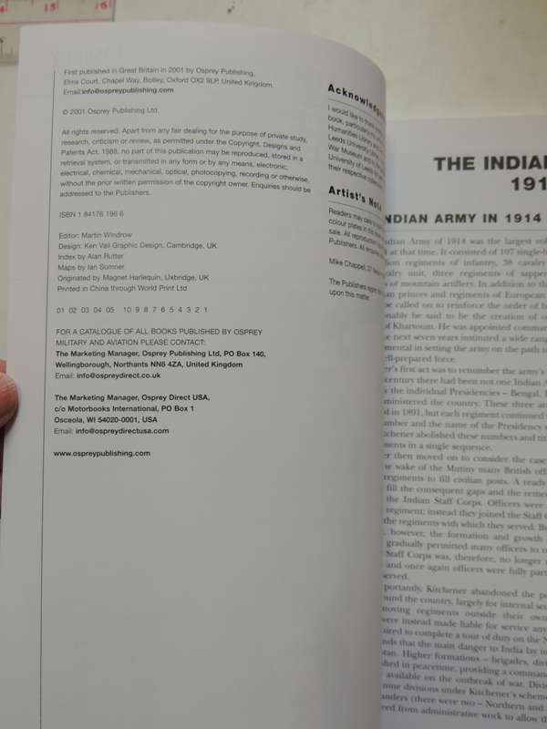 Osprey Elite Series: The Indian Army 1914 - 1947  Ian Sumner